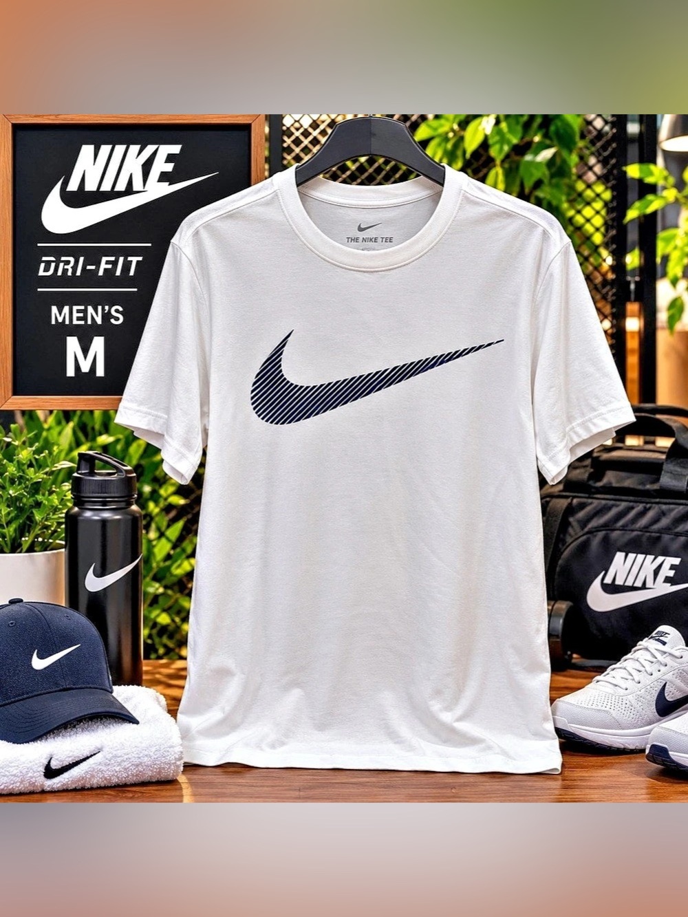 Nike Men’s Dri-FIT Swoosh Training T-Shirt White Navy Size M NWT Super Soft